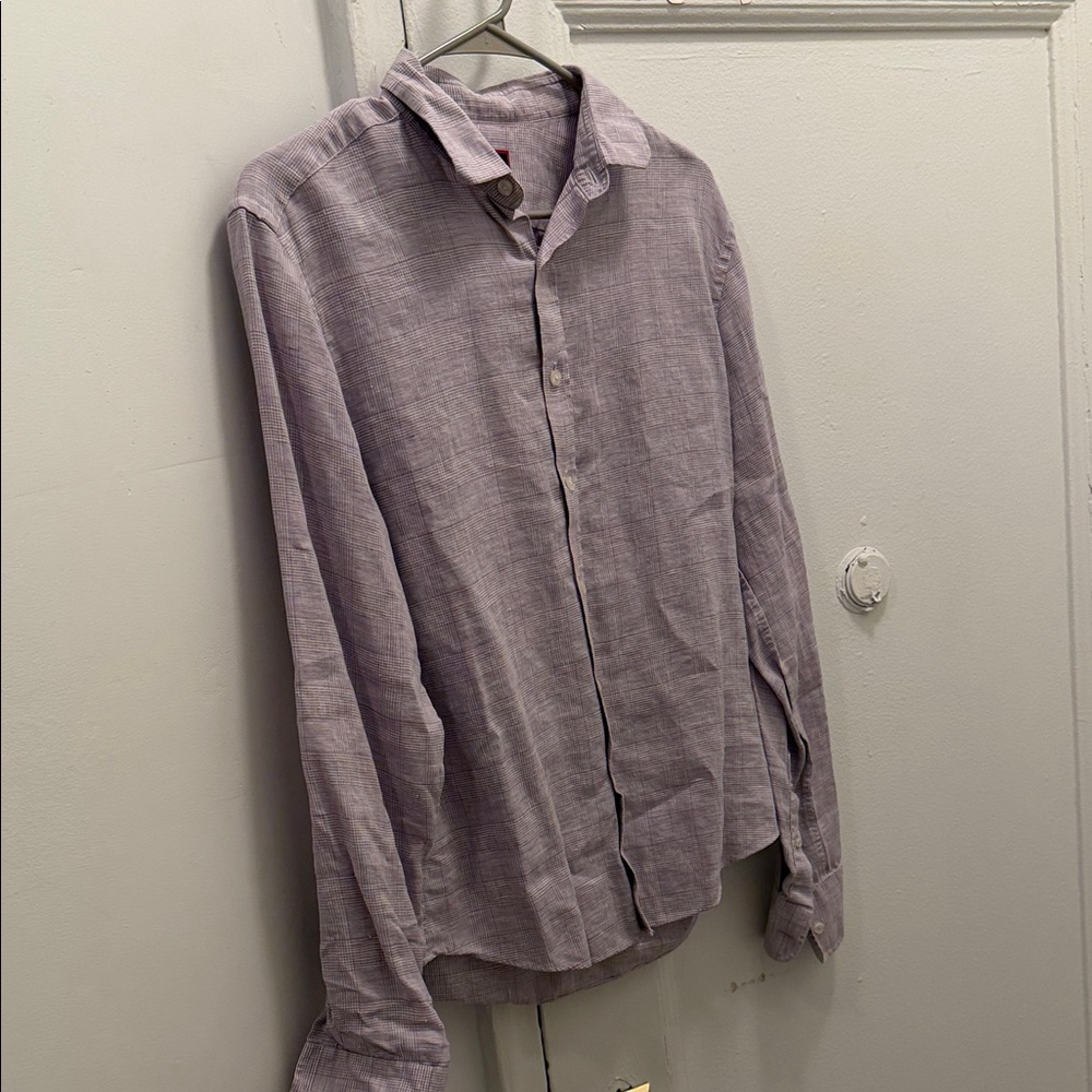 Untuckit Purple Linen Button Down Shirt